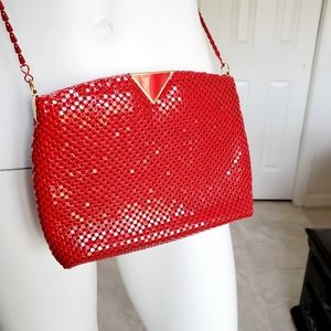 MARLO vintage red mesh crossbody bag red